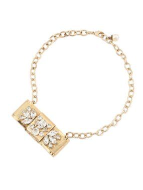 Dolce & Gabbana Necklace Ribbon Motif Pendant Rhinestone Faux Pearl gabban